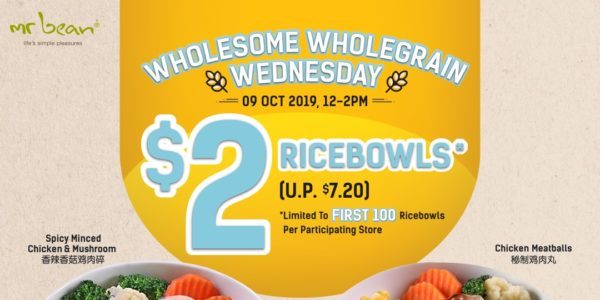 Mr Bean Singapore Midweek $2 Wholegrain Ricebowl Flash Sale 9 Oct 2019