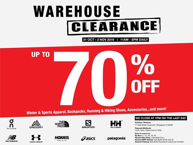Outdoor Venture Singapore Warehouse Clearance Sale Up to 70% Off Promotion 31 Oct - 3 Nov 2019 | Why Not Deals