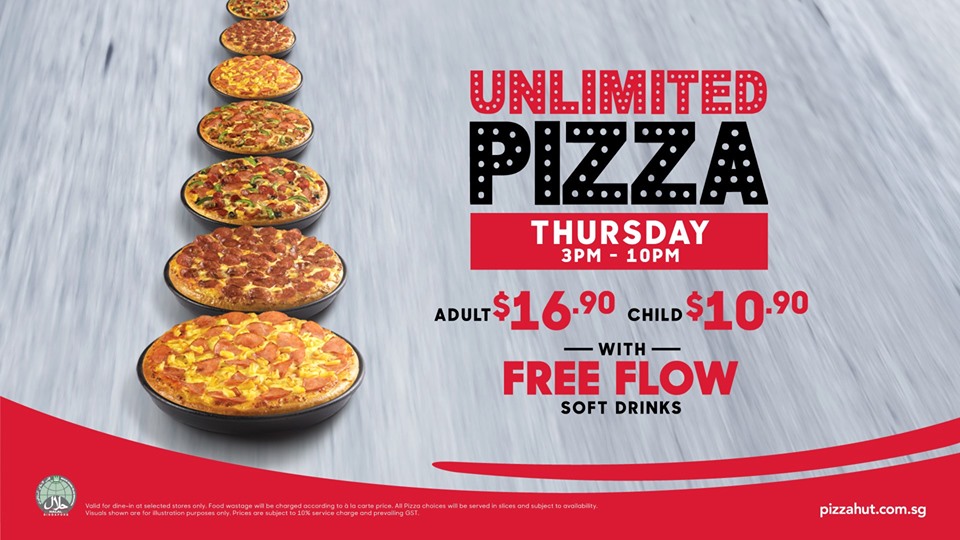 Pizza Hut Singapore Unlimited Pizza Every Thursday 3-10pm Promotion on 10 Oct 2019 | Why Not Deals 2