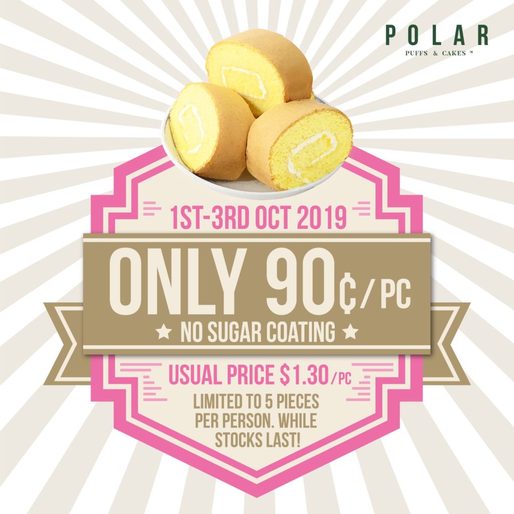 Polar Puffs & Cakes Singapore 90 Cents Sugar Roll Promotion 1-3 Oct 2019 | Why Not Deals