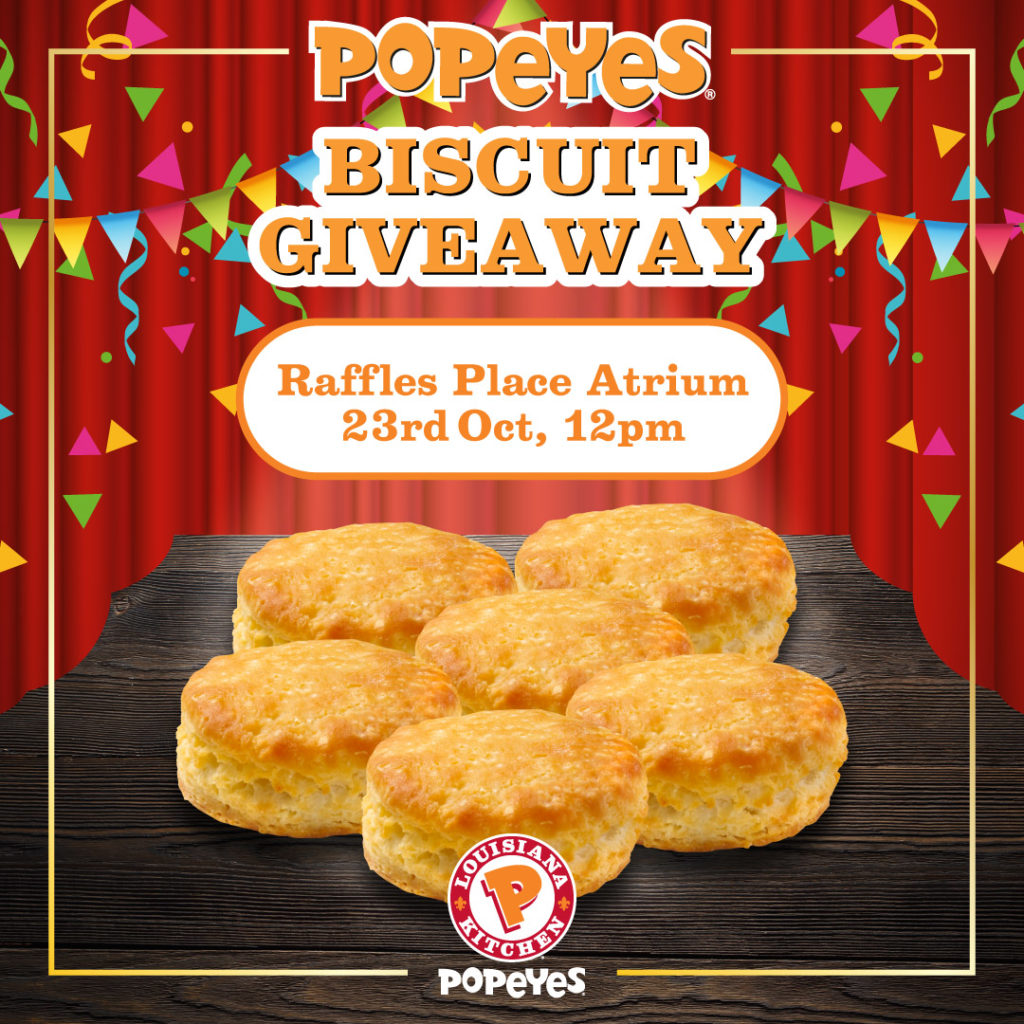 Popeyes Singapore Giving Away 1,500 Biscuits with a Cup of Lychee Tea @ Raffles Place only on 23 Oct 2019 | Why Not Deals