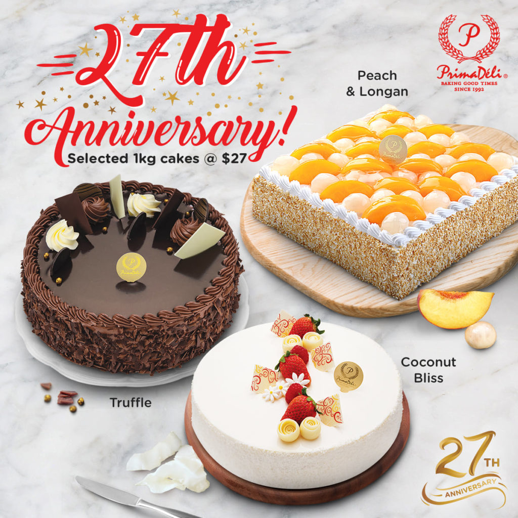 PrimaDeli Singapore 27th Anniversary Selected 1kg Cakes @ $27 Promotion ends 10 Oct 2019 | Why Not Deals