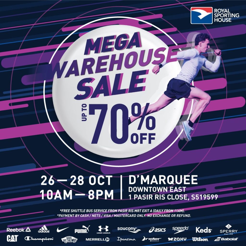 Royal Sporting House Singapore Mega Warehouse Sale Up to 70% Off Promotion 26-28 Oct 2019 | Why Not Deals