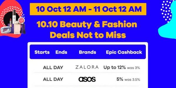 Shopback Singapore 10.10 Beauty & Fashion Deals Not to Miss 10-11 Oct 2019
