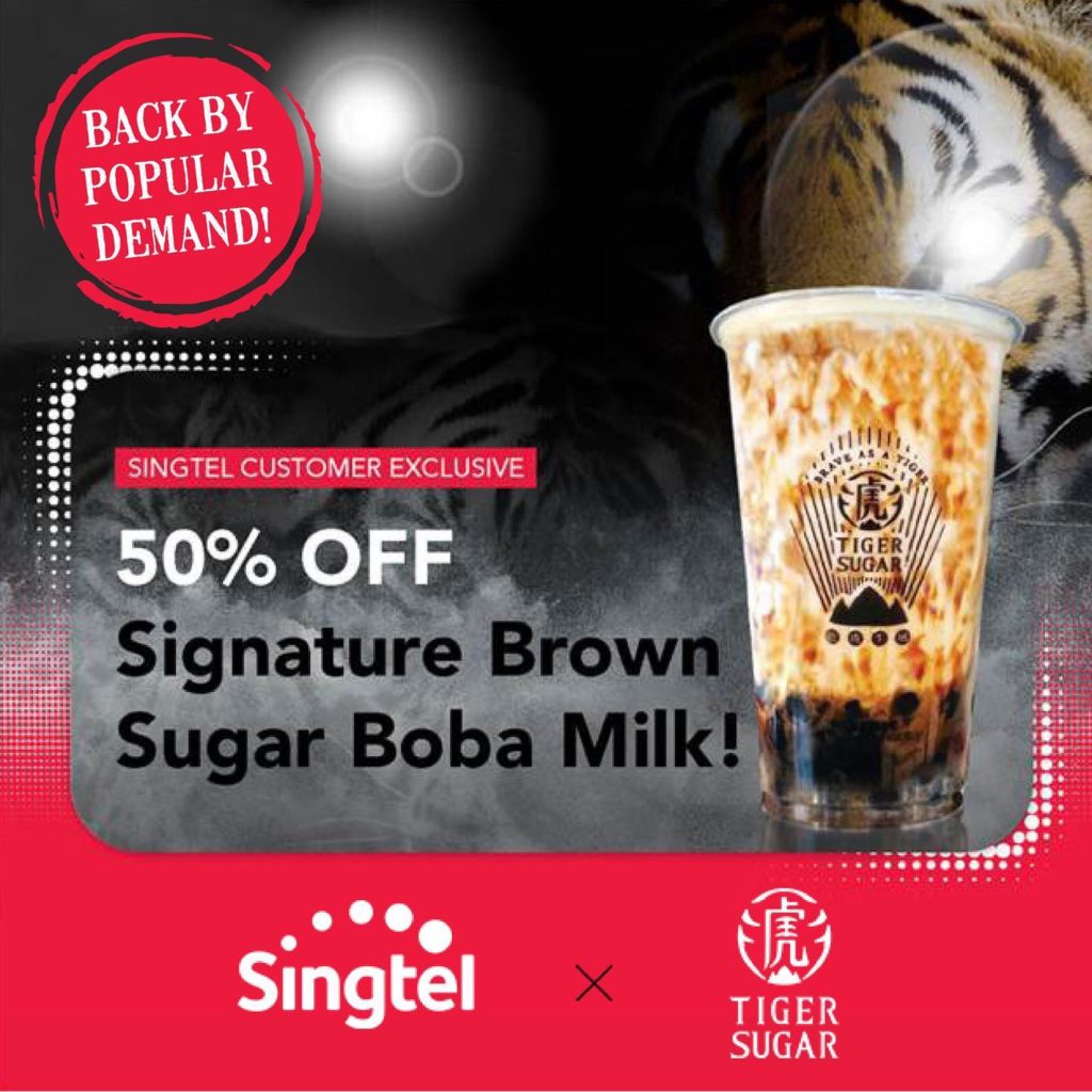 Singtel X Tiger Sugar Singapore 50% Off Signature Brown Sugar Milk Promotion 3-6 Oct 2019 | Why Not Deals