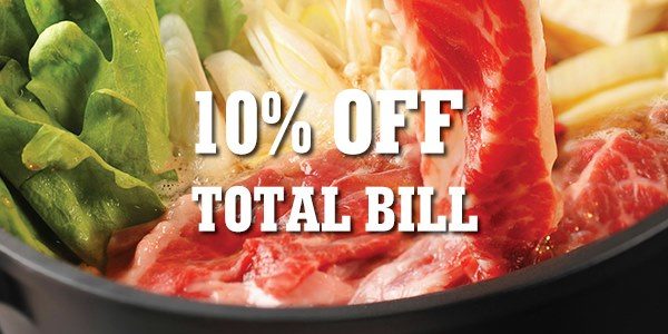 SUKI-YA Singapore 10% Off Total Bill with CITI Card Promotion ends 28 Nov 2019