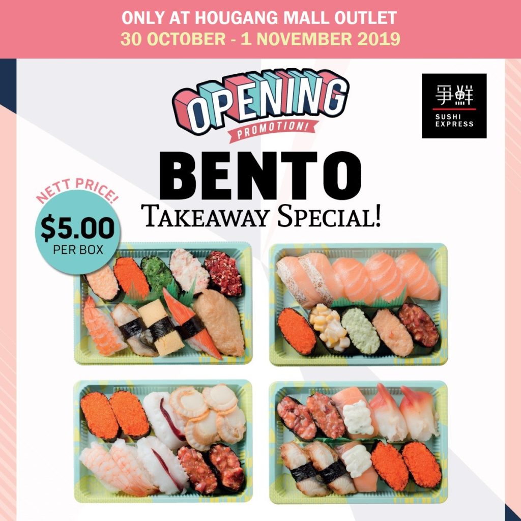 Sushi Express Singapore Hougang Mall Outlet Grand Opening Promotion 30 Oct - 1 Nov 2019 | Why Not Deals 1