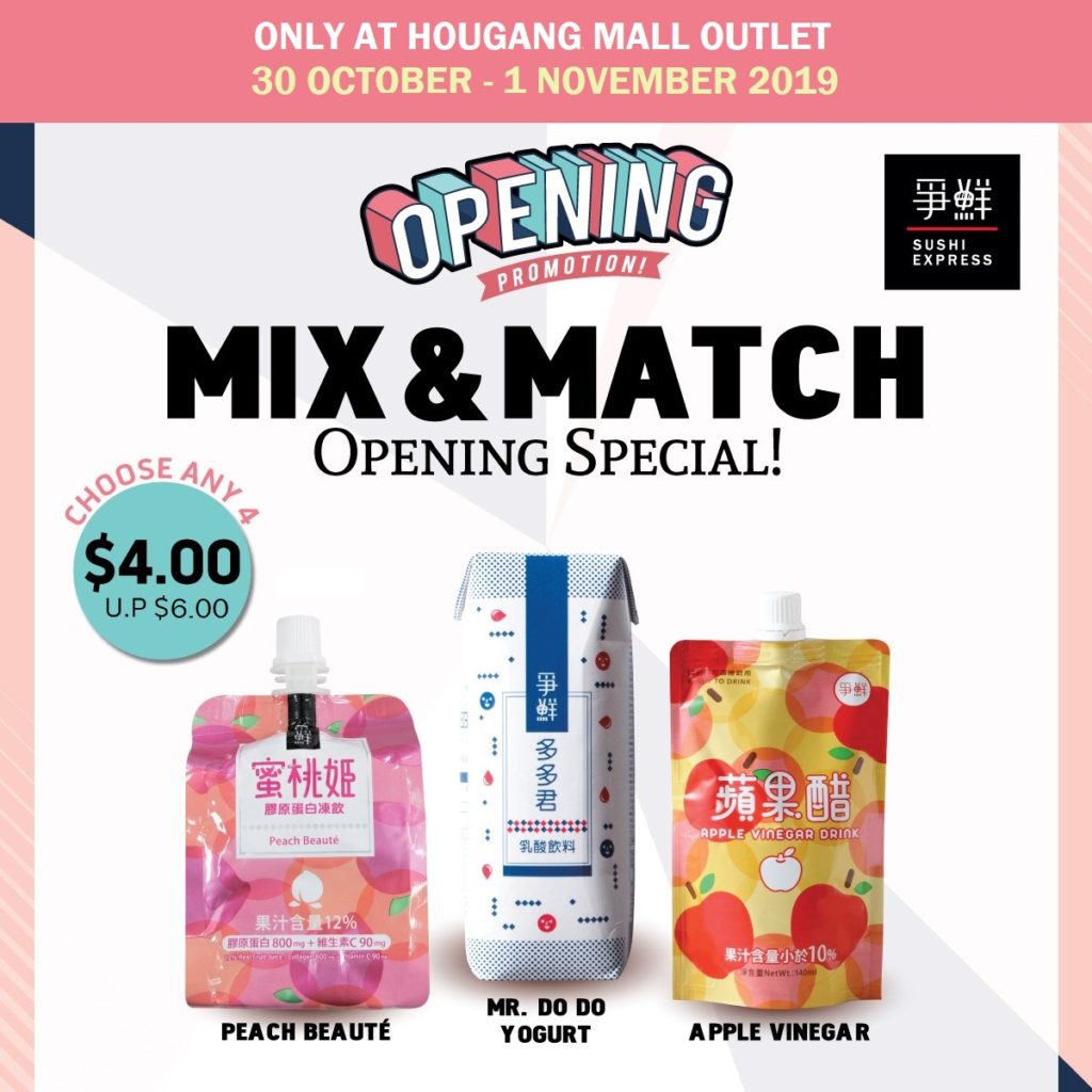 Sushi Express Singapore Hougang Mall Outlet Grand Opening Promotion 30 Oct - 1 Nov 2019 | Why Not Deals 3