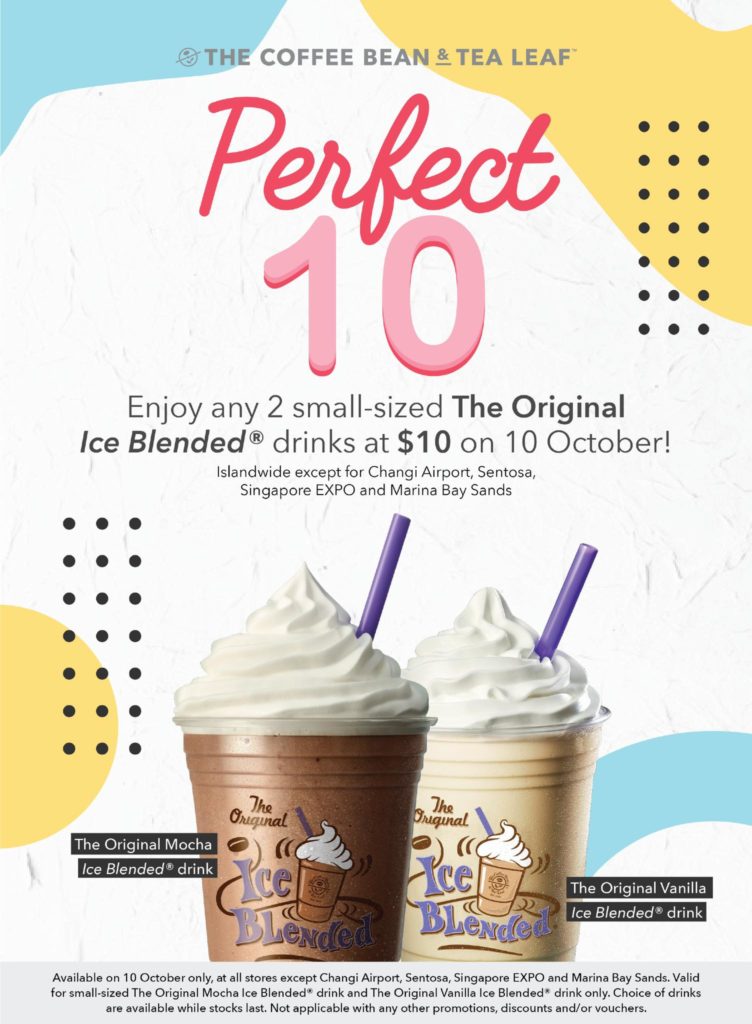 The Coffee Bean & Tea Leaf Singapore 10/10 $10 Drink Promotion only on 10 Oct 2019 | Why Not Deals