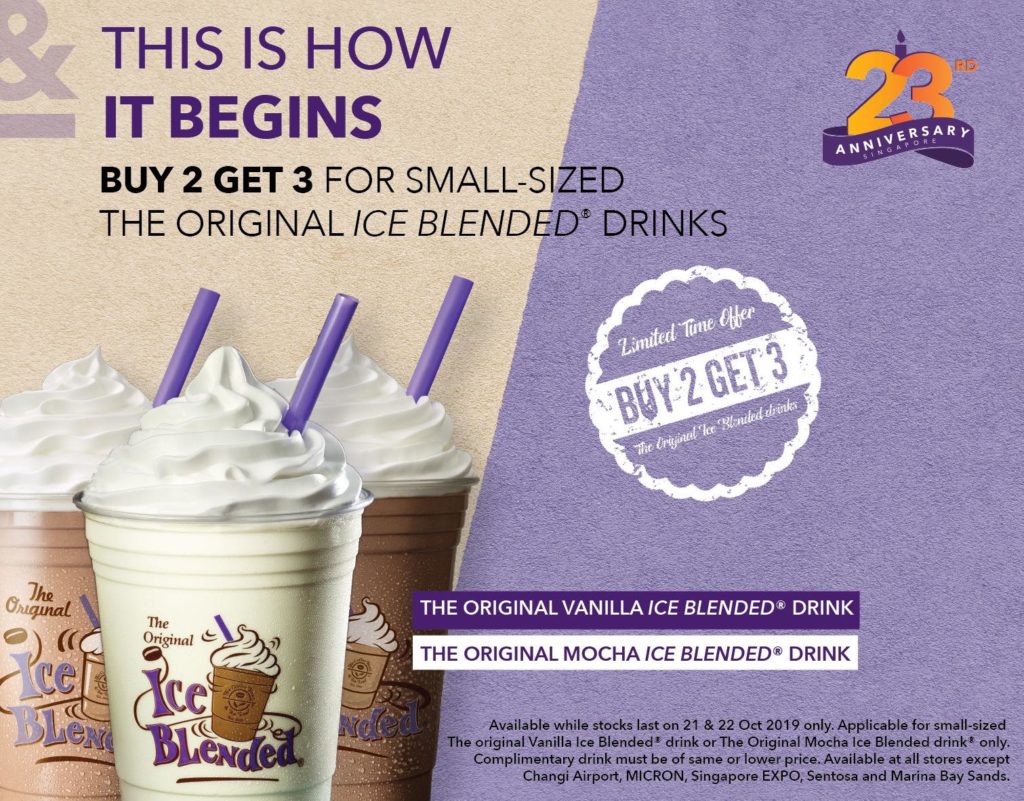 The Coffee Bean & Tea Leaf Singapore 23rd Anniversary Buy 2 Get 3 Promotion 21-22 Oct 2019 | Why Not Deals