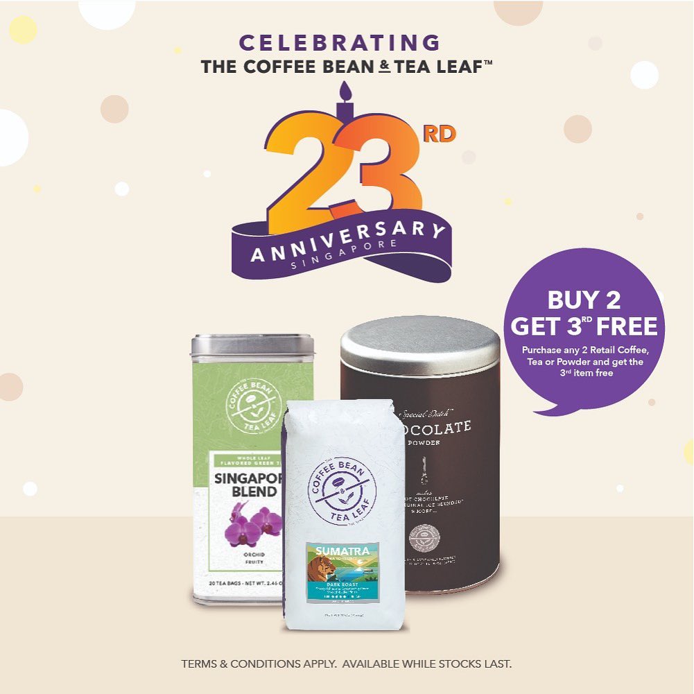 The Coffee Bean & Tea Leaf Singapore 23rd Anniversary Promotions 23 Oct - 3 Nov 2019 | Why Not Deals 3