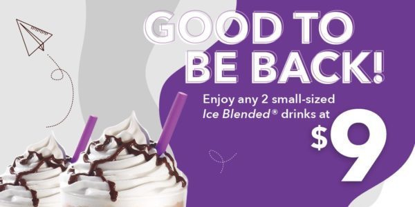 The Coffee Bean & Tea Leaf Singapore Ngee Ann Poly 2 Small Drinks at $9 Promotion ends 31 Oct 2019