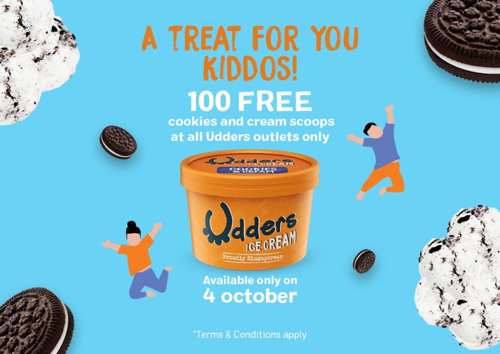 Udders Singapore 100 FREE Cookies and Cream Cups for Kids Children's Day Promotion 4 Oct 2019 | Why Not Deals