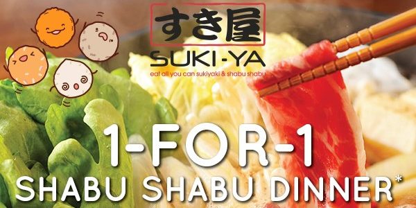 SUKI-YA Singapore 1-for-1 All You Can Eat Shabu Shabu Dinner Promotion 18-24 Nov 2019
