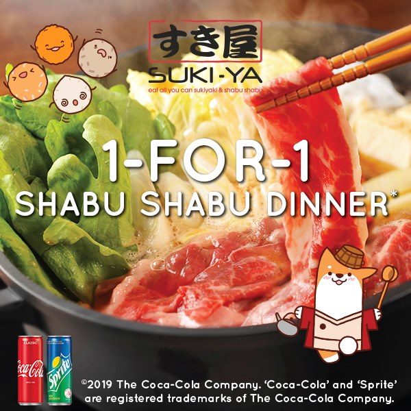 SUKI-YA Singapore 1-for-1 All You Can Eat Shabu Shabu Dinner Promotion 18-24 Nov 2019 | Why Not Deals 1