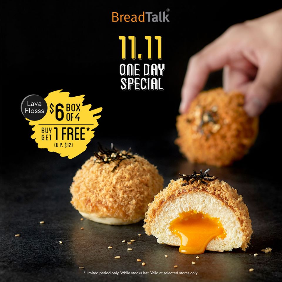 BreadTalk Singapore Lava Flosss Buy 1 GET 1 FREE 11.11 Promotion only on 11 Nov 2019 | Why Not Deals