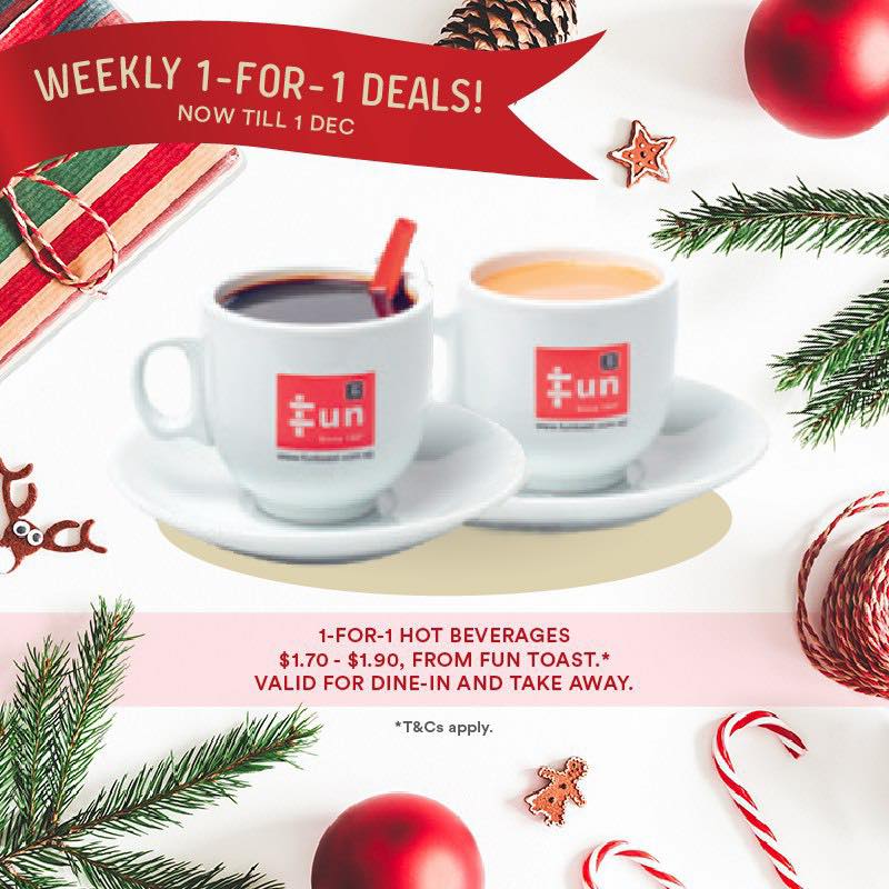 Fun Toast Singapore Parkway Parade 1-for-1 Hot Beverages Promotion ends 1 Dec 2019 | Why Not Deals