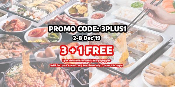 GoroGoro Steamboat & Korean Buffet Singapore 3 + 1 FREE Promotion 2-8 Dec 2019