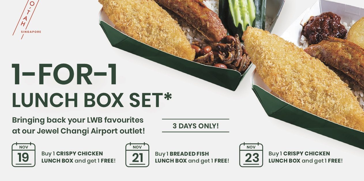 Lee Wee & Brothers Singapore 1-for-1 Deal on Selected Lunch Boxes at Jewel Changi Airport Outlet 19-23 Nov 2019