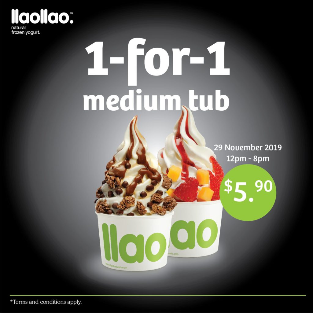 llaollao Singapore 1-for-1 Medium Tub Black Friday Promotion 29 Nov 2019 | Why Not Deals