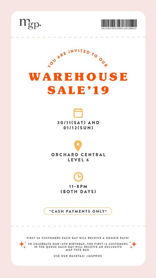 MGP Label SG is having a Warehouse Sale at Orchard Central from 30 Nov - 1 Dec 2019 | Why Not Deals