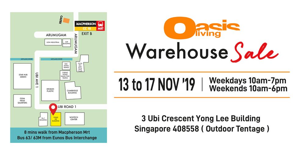 Oasis Living Singapore Warehouse Sale is Back with Up to 80% Off Promotion 13-17 Nov 2019 | Why Not Deals