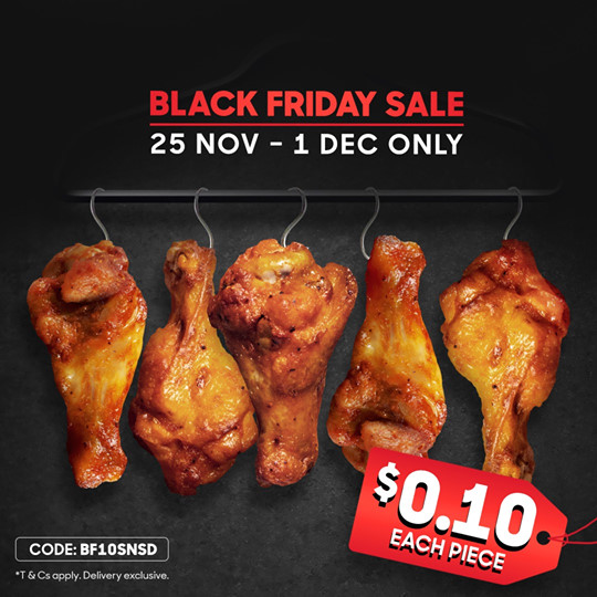 Pizza Hut Singapore $1 Sweet 'n' Spicy Drumlets Black Friday Promotion 25 Nov - 1 Dec 2019 | Why Not Deals