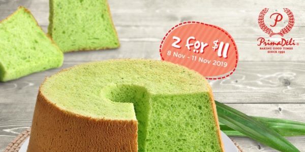 PrimaDeli Singapore Pandan Chiffon Cakes 2 For $11 11.11 Promotion ends 11 Nov 2019