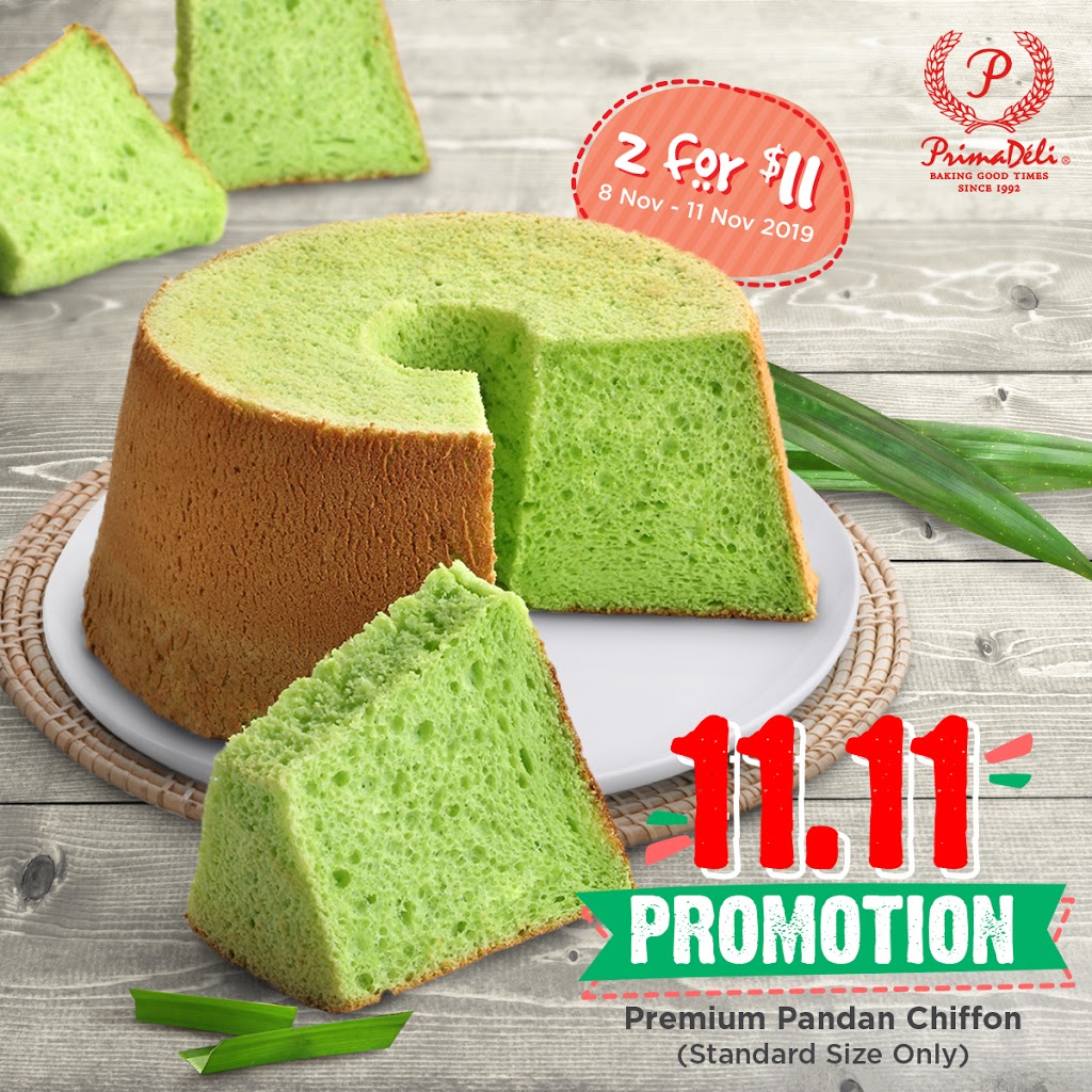 PrimaDeli Singapore Pandan Chiffon Cakes 2 For $11 11.11 Promotion ends 11 Nov 2019 | Why Not Deals