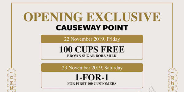 Xing Fu Tang Singapore 100 FREE Cups of Brown Sugar Boba Milk & 1-for-1 Promotion on 22-23 Nov 2019