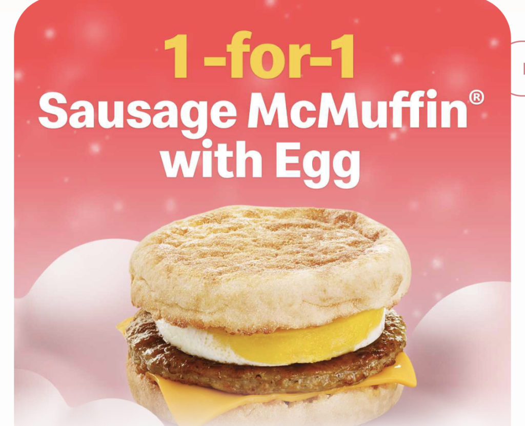 McDonald’s SG 1-for-1 Sausage McMuffin with Egg Promotion 11-13 Dec 2019 | Why Not Deals 1
