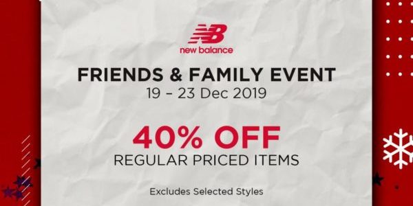 New Balance SG Friends & Family Event 40% Off Promotion 19-23 Dec 2019