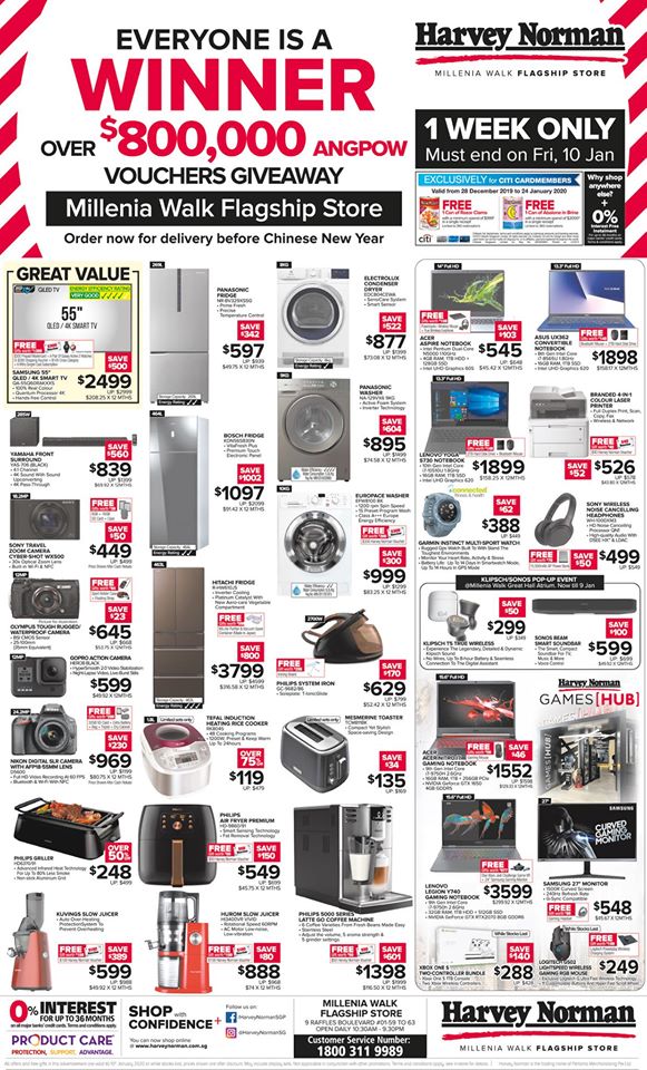 Harvey Norman SG $800,000 Ang Pow Vouchers Giveaway ends 10 Jan 2020 | Why Not Deals 1