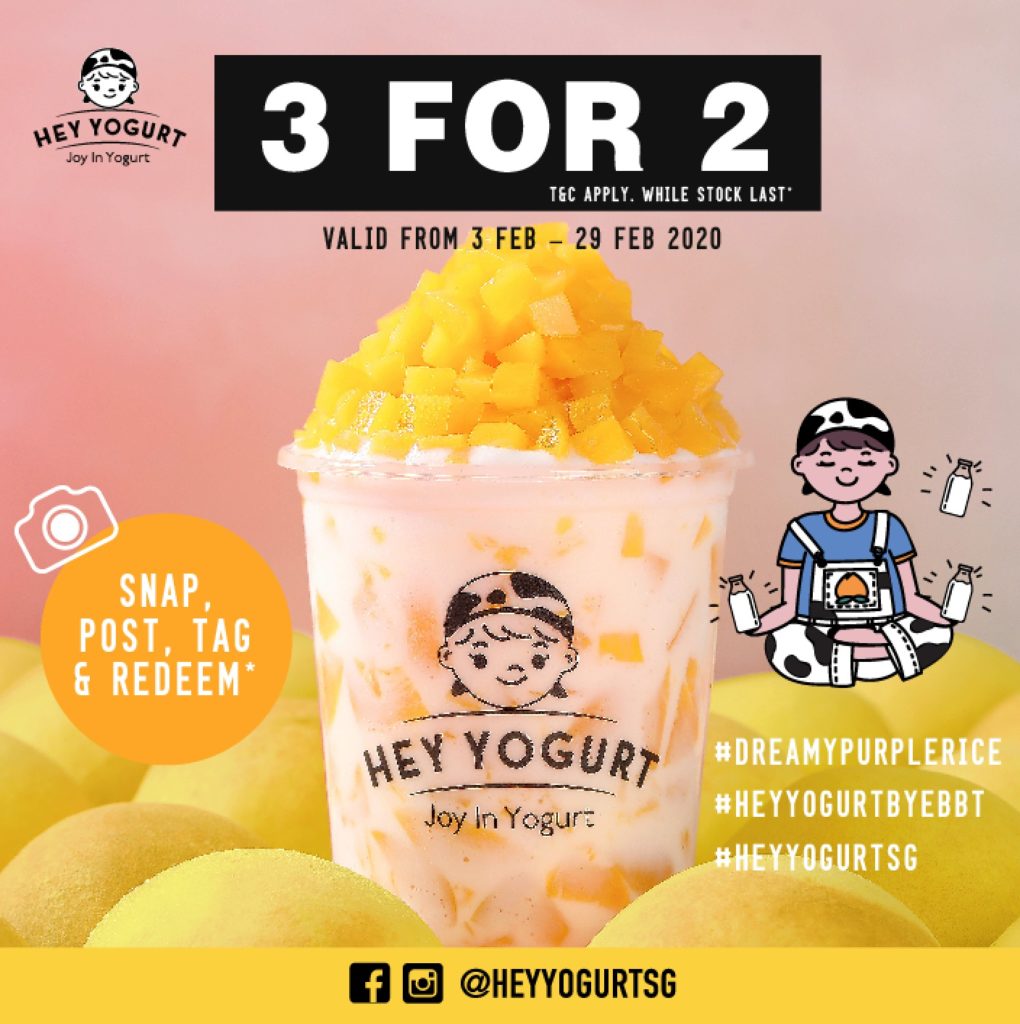 Hey Yogurt Offers 3-for-2 from 3 Feb - 29 Feb 2020 At Jurong Point | Why Not Deals