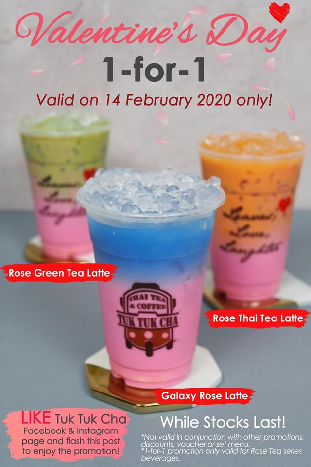 Tuk Tuk Cha SG Valentine's Day 1-for-1 Promotion 14 Feb 2020 | Why Not Deals
