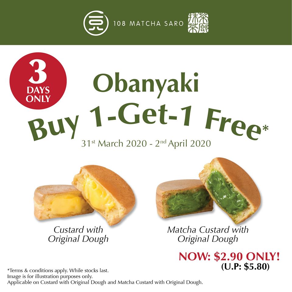 108 Matcha Saro SG Buy 1 Get 1 Obanyaki FREE Promotion | Why Not Deals