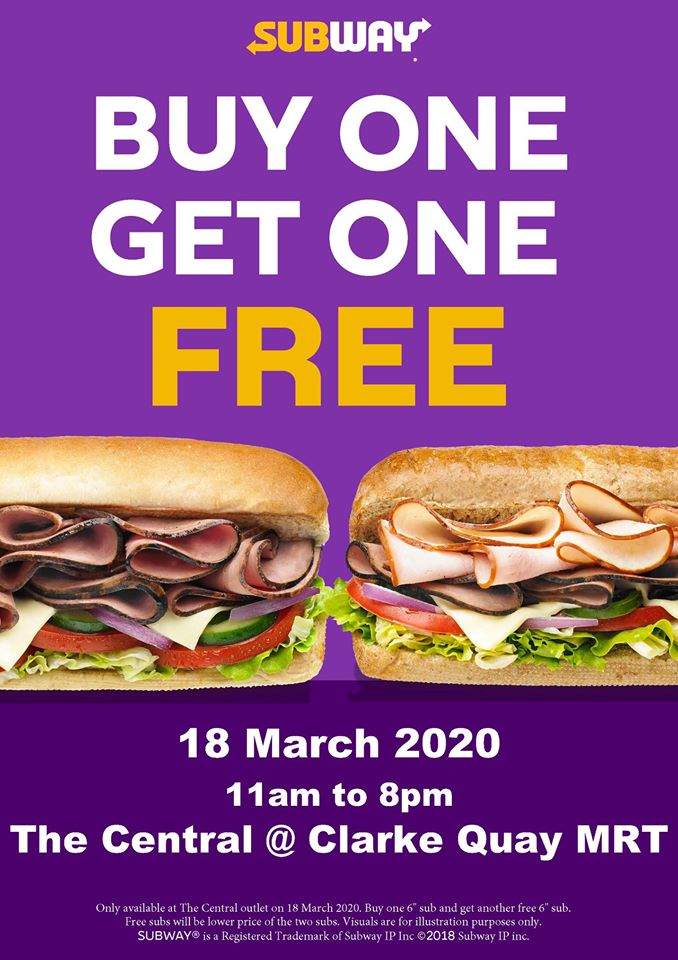 Subway SG 1-for-1 Re-opening Promotion at The Central | Why Not Deals