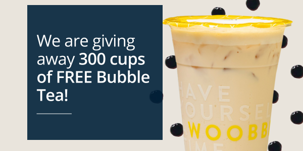 300 Cups of Woobbee Bubble Tea giveaway with PolicyPal