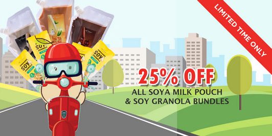 25% OFF ALL Mr Bean Soya Milk Pouches & Soy Granola Bundles