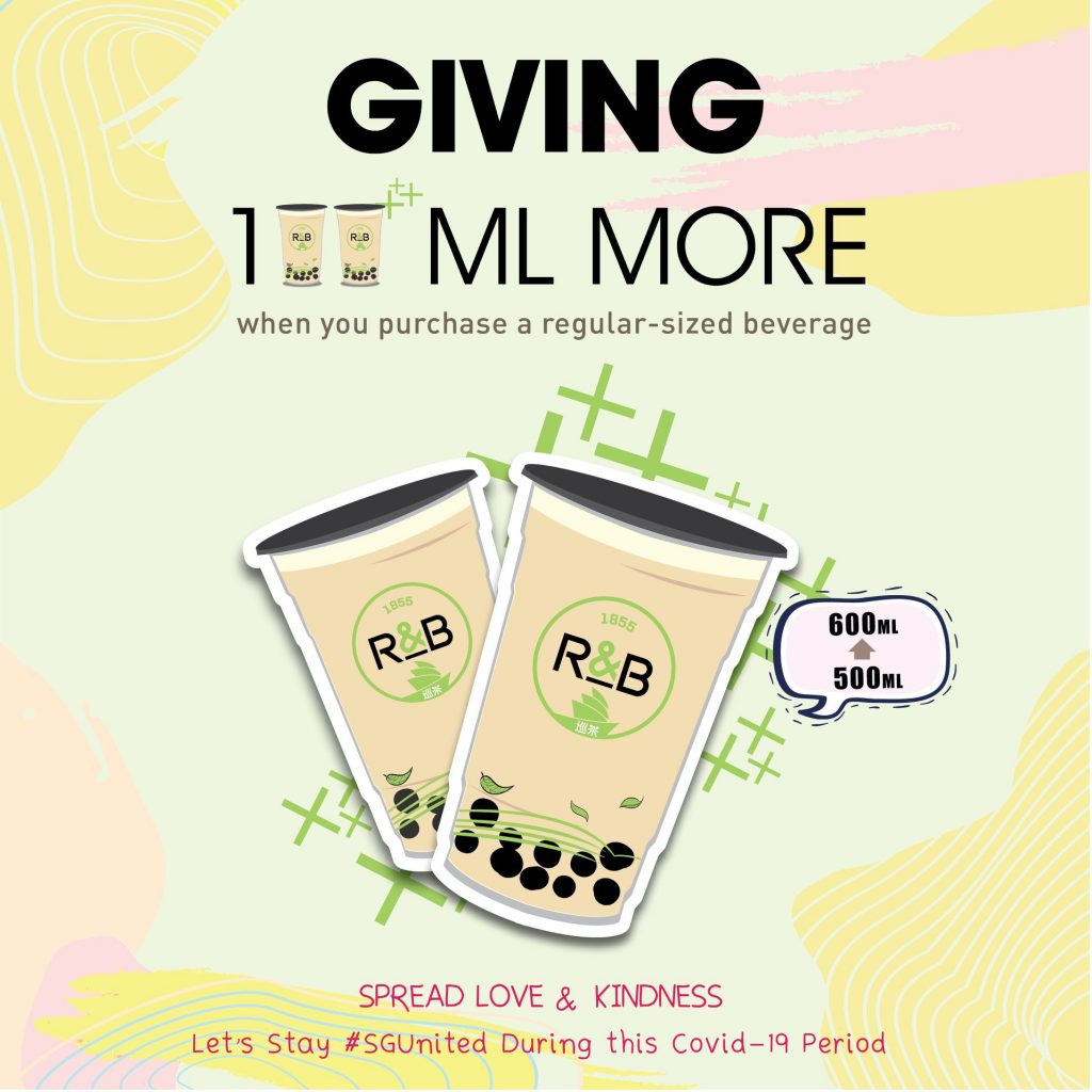 R&B Tea SG FREE Additional 100ml For Every Purchase of Regular-sized Beverage | Why Not Deals