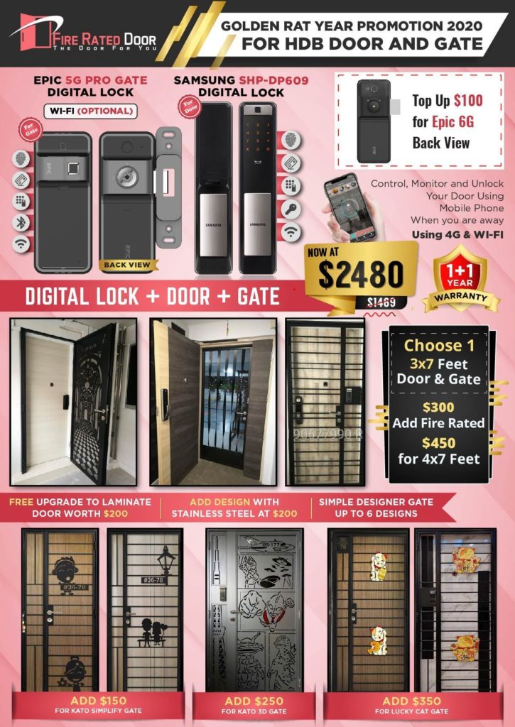 HDB full solid laminated maindoor at $599 with installation Call 96177025 | Why Not Deals 1