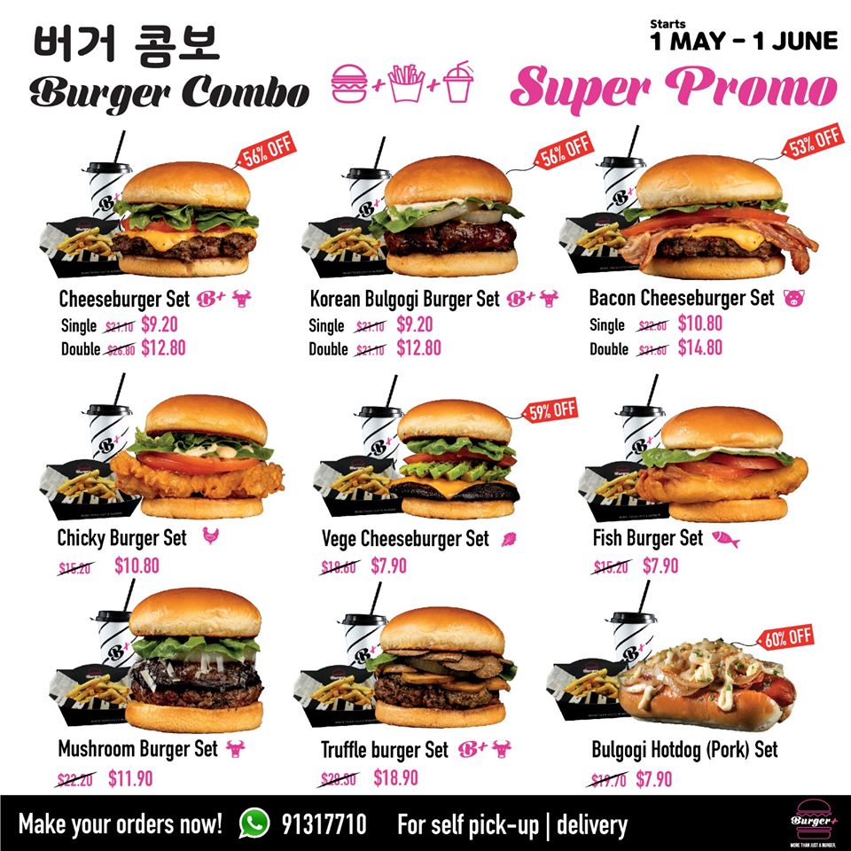 Burger+ SG Up to 60% Off Korean Burger Bar with Islandwide Delivery | Why Not Deals 1