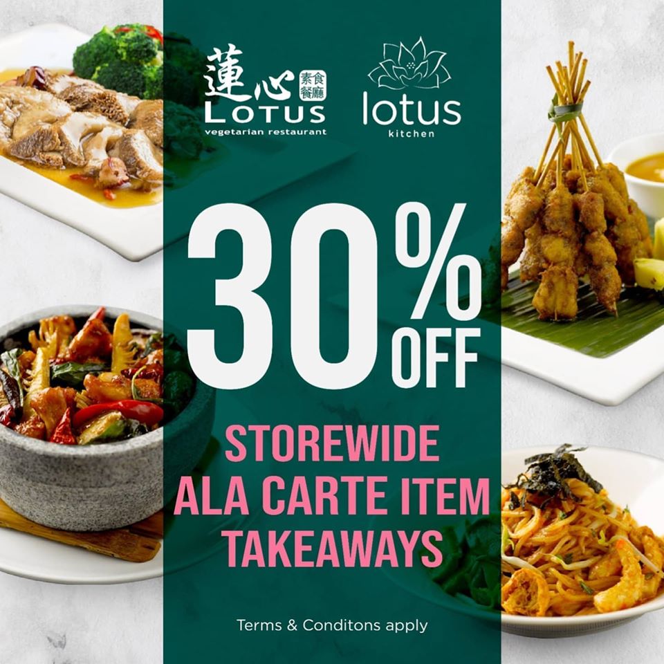 Lotus Vegetarian Singapore 30% Off Storewide Ala Carte Takeaways Promotion | Why Not Deals