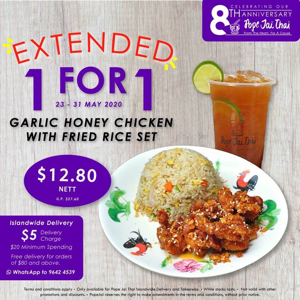 Pope Jai Thai Singapore 1-for-1 Promotion Extended to 31 May 2020 | Why Not Deals