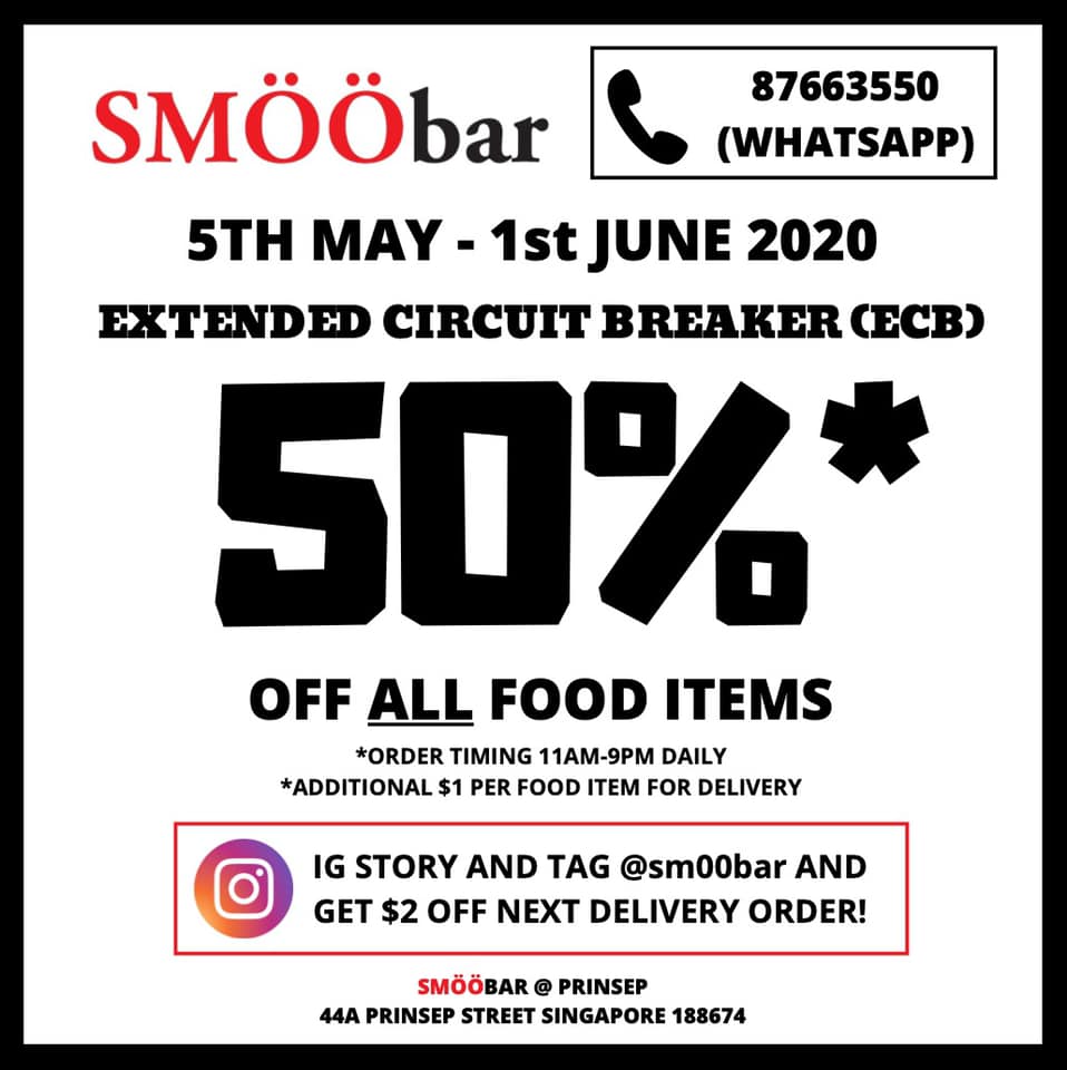 SMÖÖbar SG 50% Off ALL Food Items Promotion | Why Not Deals 1