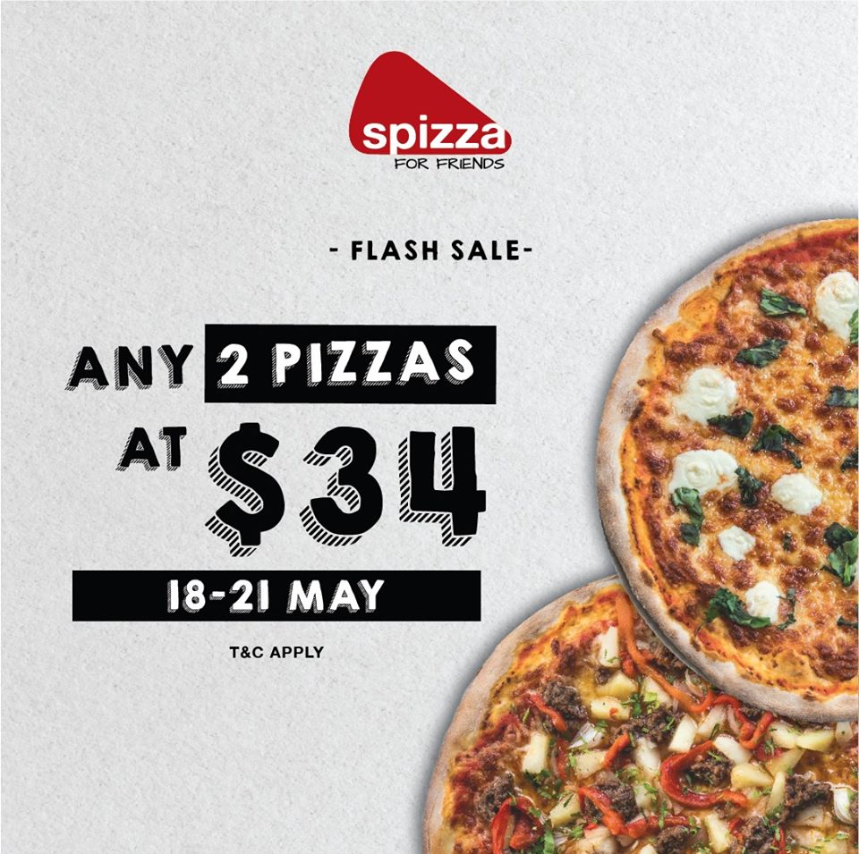 Spizza Singapore 2 Large Pizzas at $34 Delivery Flash Sale | Why Not Deals