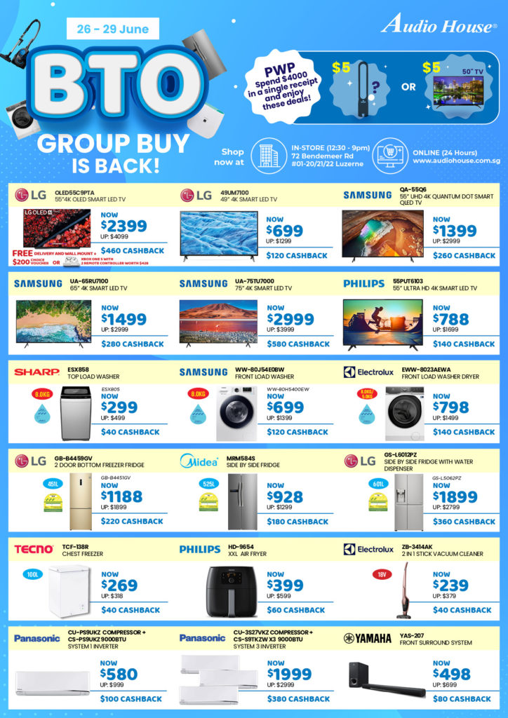 [4-day BTO Group Buy] Get 50" TV or Tower Fan at $5 When You Spend $4,000 In A Single Receipt! | Why Not Deals 1