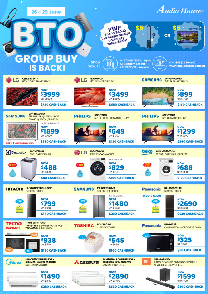 [4-day BTO Group Buy] Get 50" TV or Tower Fan at $5 When You Spend $4,000 In A Single Receipt! | Why Not Deals 2
