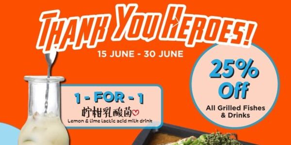 探鱼 Singapore 1-for-1 & 25% Off Promotion for Frontline Heroes