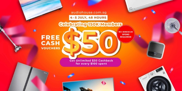 Audio House Gives FREE $50 Cash Vouchers + Unlimited $30 E-Vouchers For 48 Hours Only!
